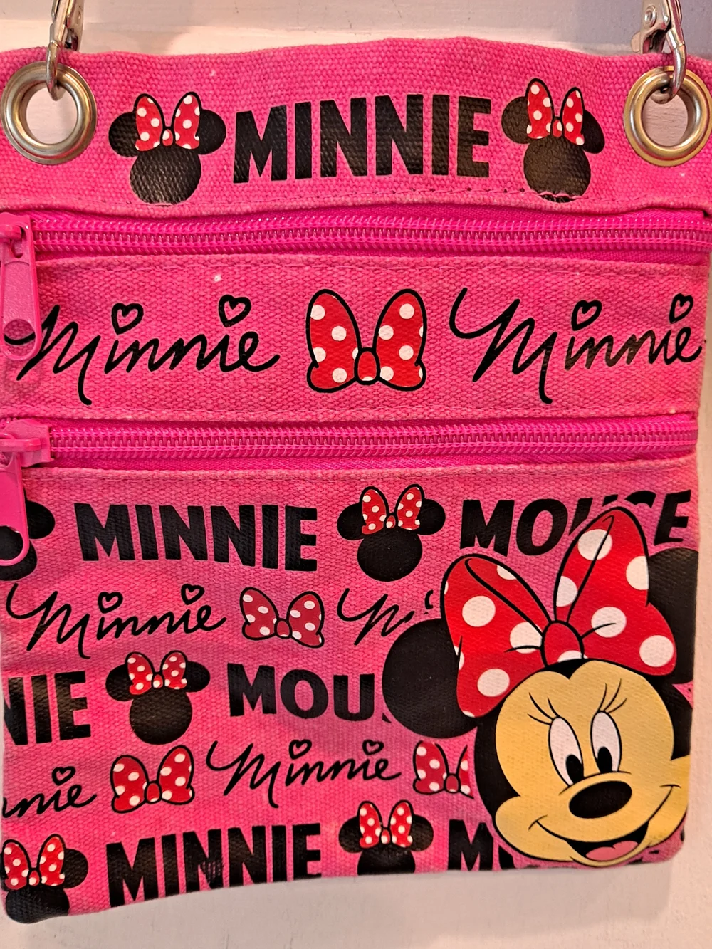 Disney Pink Black Red White Minnie Mouse Cap & Matching Crossbody Purse